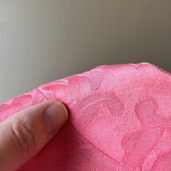 ALLISON DALEY Pink Vintage Jacquard Ruched Sleeved Light Jacket Size 12P - Picture 12 of 12